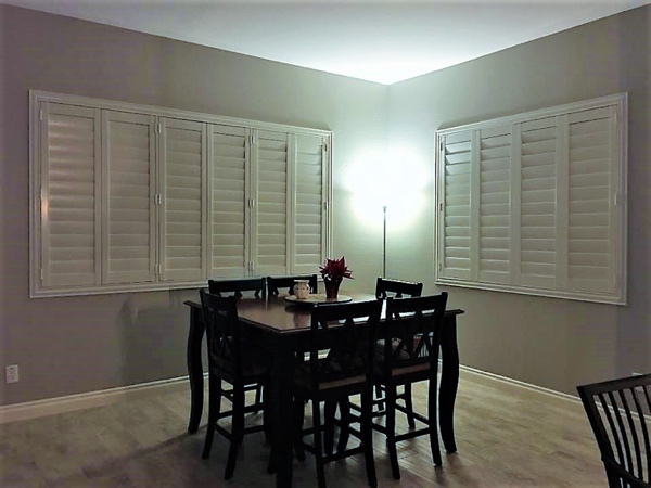 closed shutters in dining room